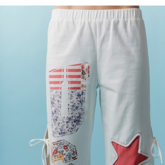 Peach Love “ Summer “ Peach Love Twill Pants with USA Patchwork Detail SR33 - Picture 8 of 8